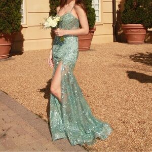 Windsor | Dresses | Lucille Formal Satin Mermaid Dress Green | Poshmark